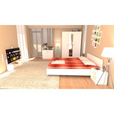 Dormitor Soft Alb cu pat tapitat